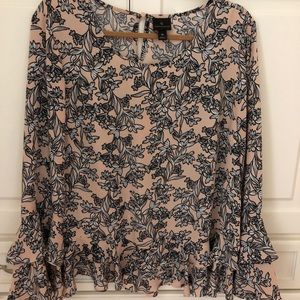 Peach and black floral top